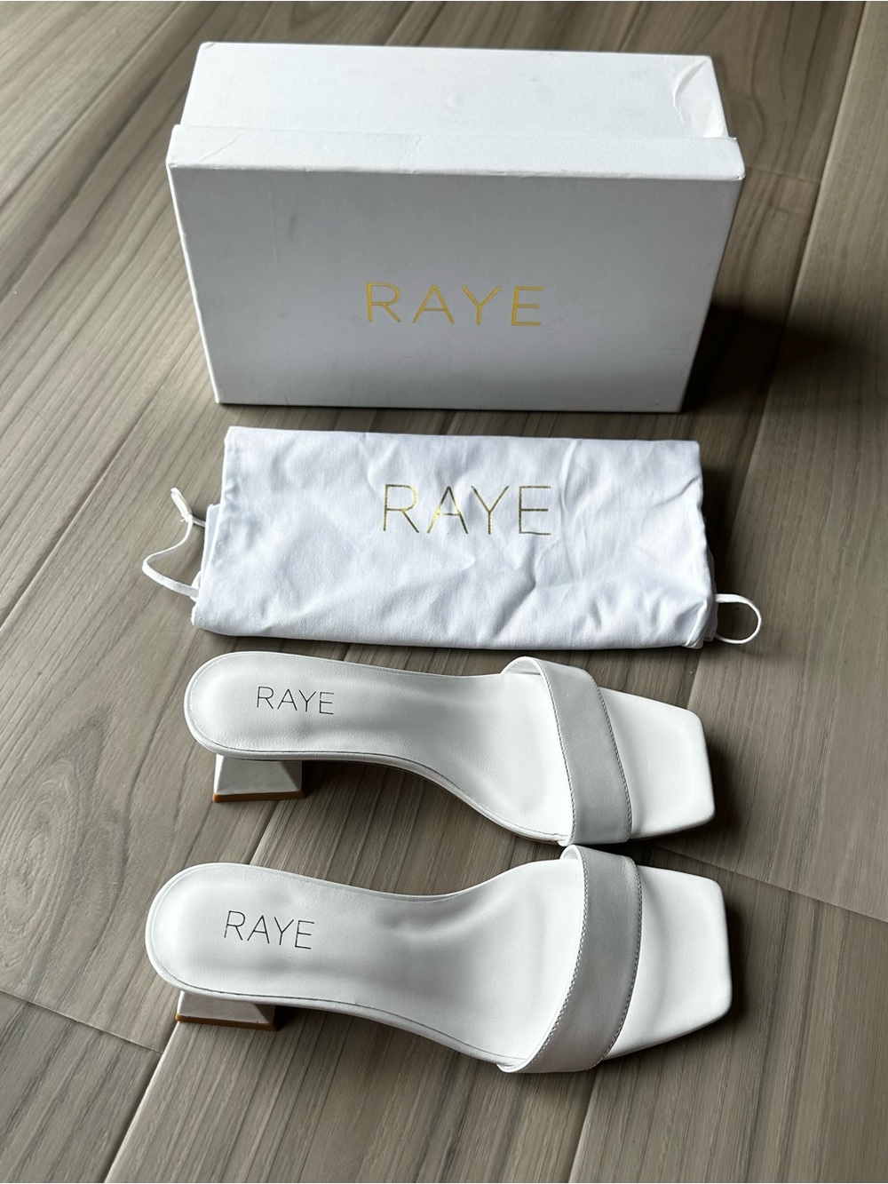 Raye White Leather Block Heel